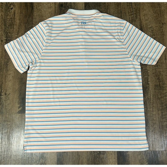 Cutter & Buck Mens Polo Shirt Sz XL Blue Striped Golf Stretch Performance Active - Picture 3 of 12